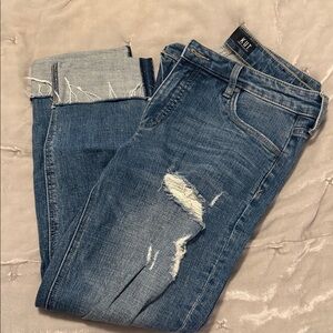 Kut from the Kloth Distressed Boyfriend Jeans - Dark Blue